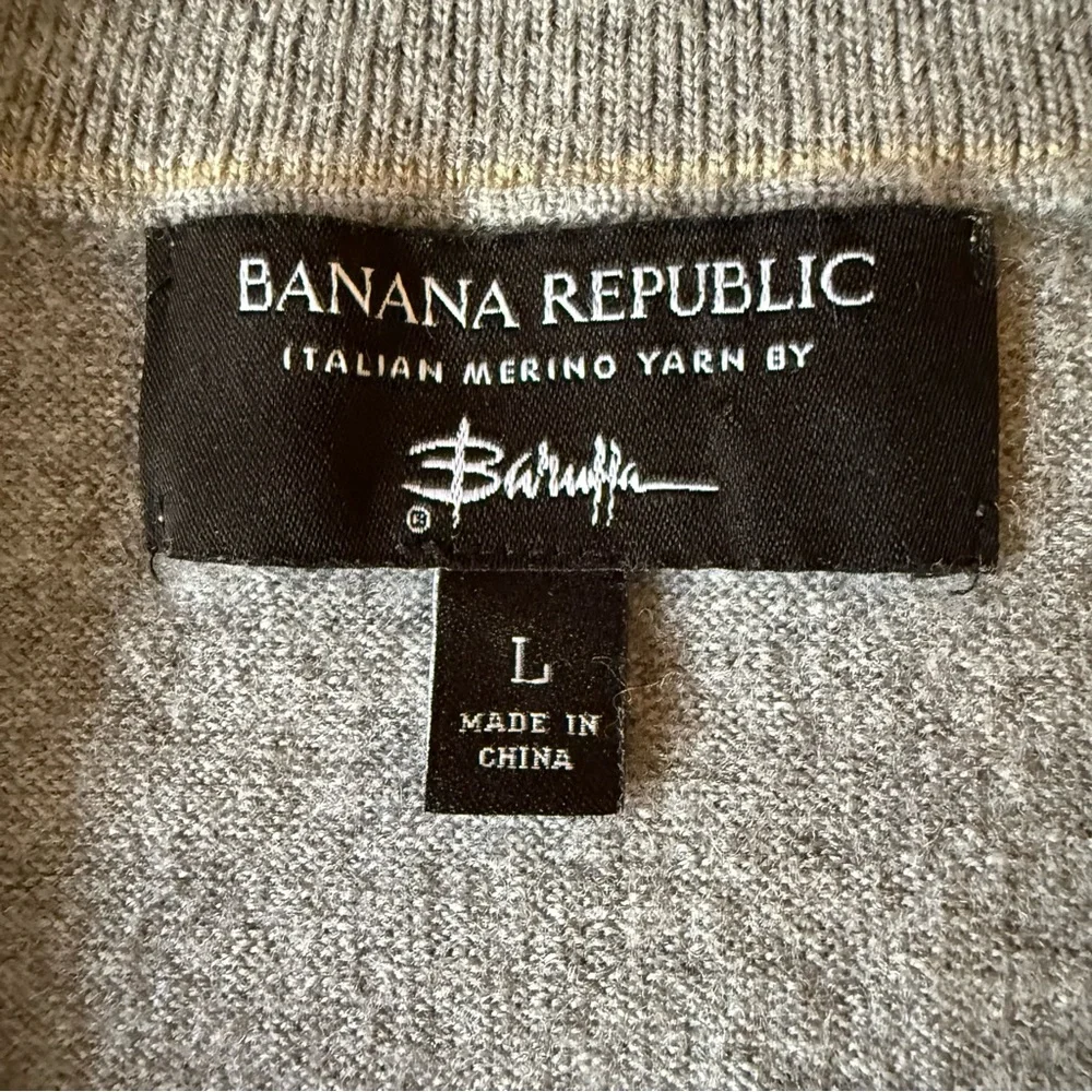 Banana Republic Men’s Merino Half Zip Sweater by Baruffa Charcoal Size‎ Large
